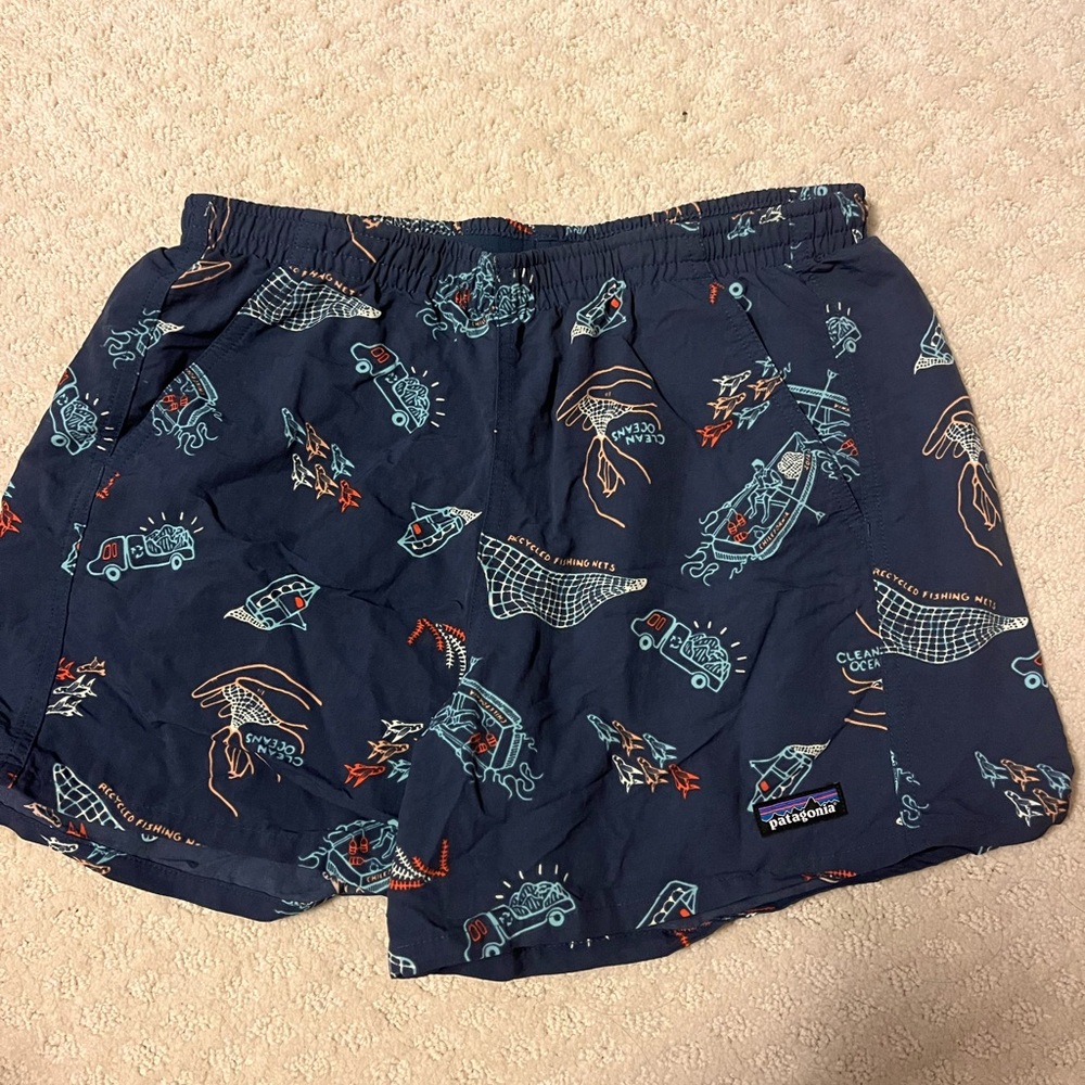 Patagonia Dark Blue Patterned Swim Shorts